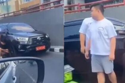 Heboh Mobil Innova Pelat TNI Dikemudikan Tiga Orang Pemuda Mogok di Tengah Jalan
